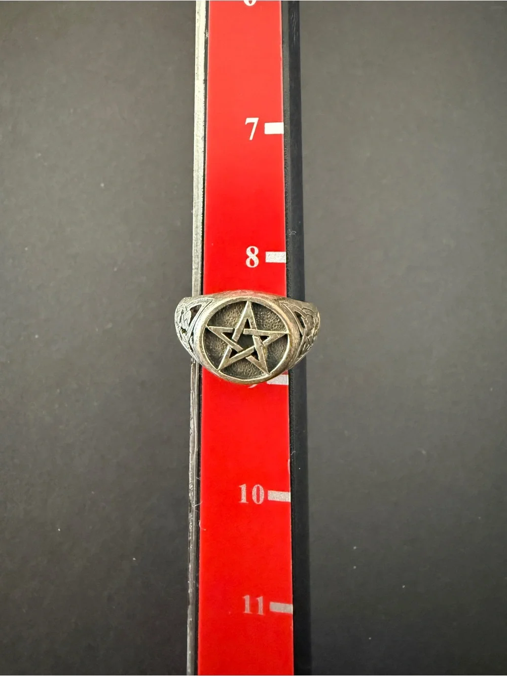 Vintage Pentagram Gothic Ring, Silver, Size 8.5